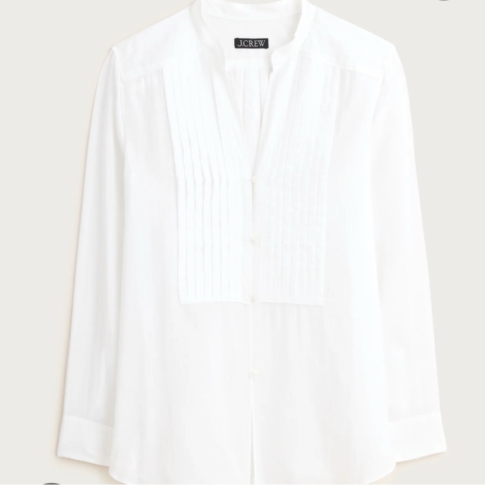 J.Crew Pintuck Button-Down Top – White Cotton Voile Sz. 4 | Style CP977 $98